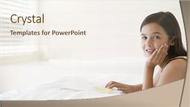  Presentation with story book - Presentation theme having kids storybook - portrait of relaxed little girl background and a  colored foreground