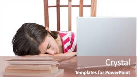  Presentation with student evaluation - Cool new theme with kids stress - tired student sleeping on her backdrop and a  colored foreground
