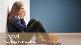  Presentation with teenage girl - Beautiful slide deck featuring kids stress - upset teenage girl sitting backdrop and a coral colored foreground