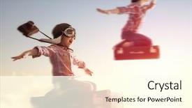  Presentation with veteran mom child - PPT layouts with kids success - dreams of travel child girl background and a cream colored foreground