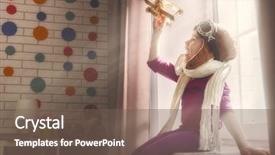  Presentation with airplane pilot - Cool new theme with kids success - happy child girl playing backdrop and a violet colored foreground