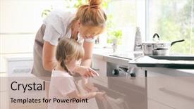  Presentation with kids - Slides with kids taking biscuits from oven background and a coral colored foreground