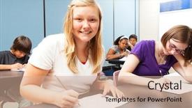  Presentation with pretty girl - Slides enhanced with sitting in her high school background and a coral colored foreground