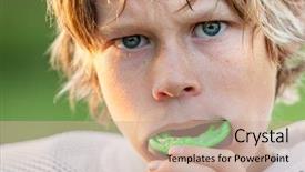  Presentation with mouth - Cool new presentation with kids teeth - boy putting in his mouth backdrop and a coral colored foreground