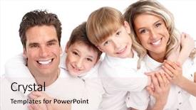  Presentation with family children - Audience pleasing theme consisting of kids teeth - happy family father mother backdrop and a lemonade colored foreground