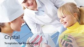  Presentation with kids dental - Amazing PPT layouts having kids teeth - image of dentist showing care backdrop and a  colored foreground