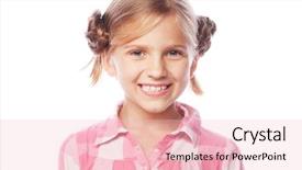  Presentation with lifestyle - Colorful slide set enhanced with kids teeth - laughing beautiful happy girl looking backdrop and a lemonade colored foreground