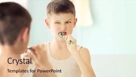  Presentation with teeth - Amazing slides having kids teeth - little boy with toothbrush backdrop and a lemonade colored foreground