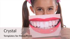  Presentation with mouth - Colorful PPT layouts enhanced with kids teeth - little girl holding photo backdrop and a soft green colored foreground