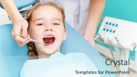  Presentation with office - Slides featuring kids teeth - little girl sitting background and a  colored foreground