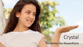  Presentation with african american teenager girl - Cool new PPT layouts with kids teeth - pretty teenager girl looking her backdrop and a coral colored foreground