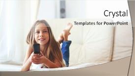  Presentation with old - Beautiful slide deck featuring kids tv - 8 years old child watching backdrop and a white colored foreground