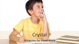  Presentation with school kids - Amazing PPT layouts having kids thinking - pensive student child backdrop and a lemonade colored foreground