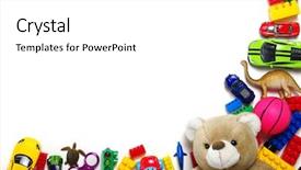  Presentation with kids space - PPT layouts with kids toys frame on white background and a white colored foreground