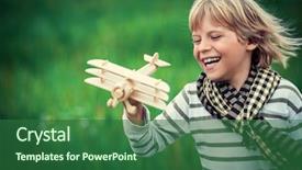  Presentation with plane in everest - Colorful slide set enhanced with kids travel - laughing boy with plane backdrop and a ocean colored foreground