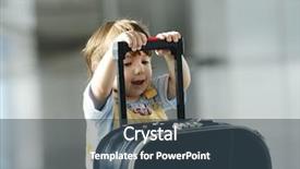  Presentation with cute baby - Presentation theme featuring kids travel - little cute baby with bag background and a ocean colored foreground