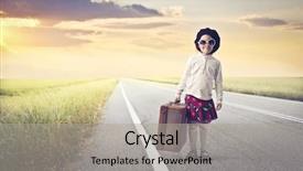  Presentation with country - Slide deck featuring kids travel - smiling little girl holding background and a light gray colored foreground