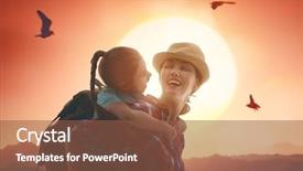  Presentation with kids travel - Cool new PPT layouts with kids travel - two travelers at sunset mother backdrop and a tawny brown colored foreground