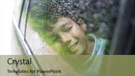  Presentation with kids travel - Beautiful presentation theme featuring kids travel by the car backdrop and a seafoam green colored foreground