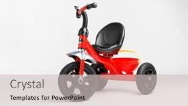  Presentation with bike - PPT theme enhanced with kids-tricycle-red-bike background and a light gray colored foreground