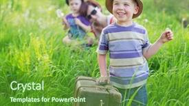  Presentation with family playing board game - Slides with kids trip - cheerful family playing on tall background and a  colored foreground