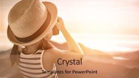  Presentation with nature - Cool new presentation theme with kids trip - cute little girl takes photos backdrop and a coral colored foreground