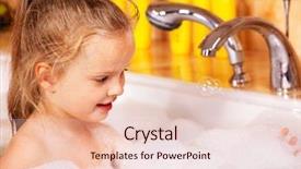  Presentation with bubble - Beautiful PPT theme featuring child washing in bubble bath backdrop and a  colored foreground