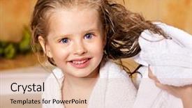  Presentation with bubble - Slide set with child washing in bubble bath background and a lemonade colored foreground