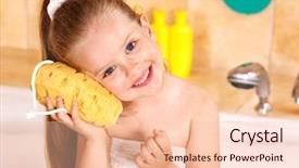  Presentation with bubble - Slides having child washing in bubble bath background and a lemonade colored foreground