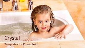  Presentation with bubble - Slide deck consisting of child washing in bubble bath background and a  colored foreground