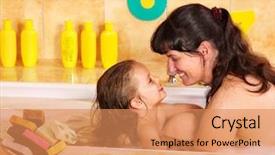  Presentation with mother child - PPT layouts enhanced with child washing in bubble bath background and a  colored foreground