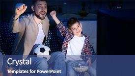  Presentation with catholic father son hoyly spirit - Slide set enhanced with kids tv - father and son watching football background and a ocean colored foreground