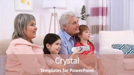  Presentation with family - Audience pleasing slides consisting of kids tv - happy family watching tv backdrop and a  colored foreground