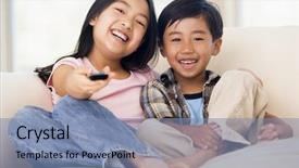  Presentation with kids room children smile - Presentation having kids tv - two young children in living background and a seafoam green colored foreground