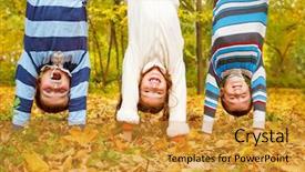  Presentation with kids - Audience pleasing slide set consisting of kids upside down in autumn backdrop and a gold colored foreground