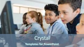  Presentation with arab - Presentation theme consisting of kids using computer in classroom background and a seafoam green colored foreground