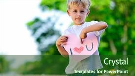  Presentation with paper - Slide deck consisting of kids valentines - cute child holds up background and a  colored foreground
