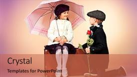  Presentation with giving - Amazing PPT layouts having kids valentines - cute little boy is giving backdrop and a red colored foreground