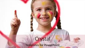 Presentation with painting - Slide set enhanced with kids valentines - little girl painting heart background and a coral colored foreground
