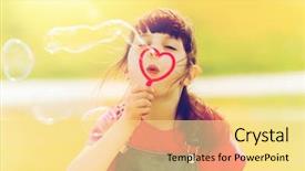  Presentation with shape heart - Colorful PPT theme enhanced with kids valentines - summer childhood leisure and people backdrop and a blonde colored foreground