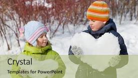  Presentation with hearts - Slide deck featuring kids valentines - teenager boy and little girl background and a mint green colored foreground