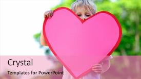  Presentation with pink - Amazing theme having kids valentines - young child holds a big backdrop and a coral colored foreground
