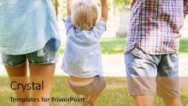  Presentation with silhouette of father and son - Slides with kids walk - mother and father holding their background and a  colored foreground