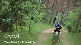  Presentation with children playing - Amazing presentation theme having kids walk bike - children playing in the forest backdrop and a tawny brown colored foreground