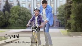  Presentation with teaching the brain in mind - Slide set featuring kids walk bike - dad teaching son to ride background and a  colored foreground