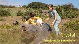  Presentation with kids - Beautiful presentation featuring kids-walking-with-japanese-spitz backdrop and a tawny brown colored foreground