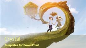  Presentation with virtual reality - PPT theme having kids-wearing-virtual-reality-goggles background and a tawny brown colored foreground