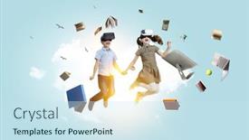  Presentation with virtual reality - Presentation featuring kids-wearing-virtual-reality-goggles background and a sky blue colored foreground