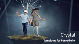  Presentation with virtual reality - Slide deck consisting of kids-wearing-virtual-reality-goggles background and a ocean colored foreground