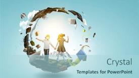  Presentation with artificial intelligence virtual reality - Theme consisting of kids-wearing-virtual-reality-goggles background and a  colored foreground